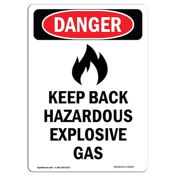 Safety Sign, OSHA Danger, 5" Height, Keep Back Hazardous, Portrait, 10PK